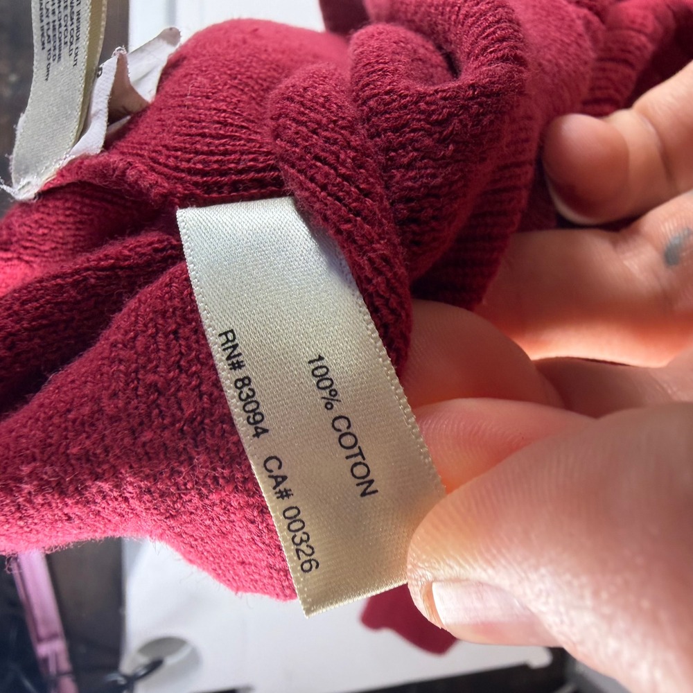 Cutter & Buck Men Red Ribbed Quarter Zip Long Sleeve Sweater Large Cotton - Picture 7 of 7